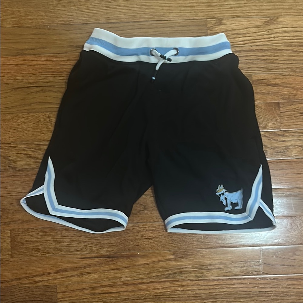 Black Shorts with Blue Trim and Embroidered Logo GOAT boys